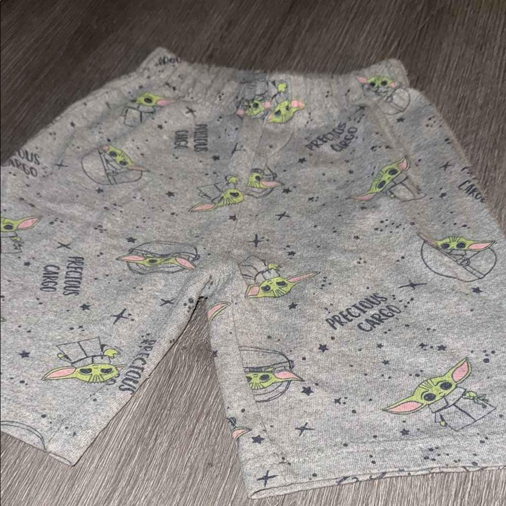 Star Wars Gray Shorts with Baby Yoda Design